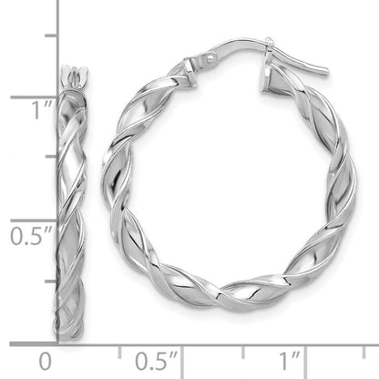 Sterlingsilber Rhodiniert Poliert Gedreht Creolen