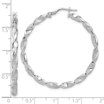 Sterlingsilber Rhodiniert Poliert & Strukturiert Gedreht Creolen