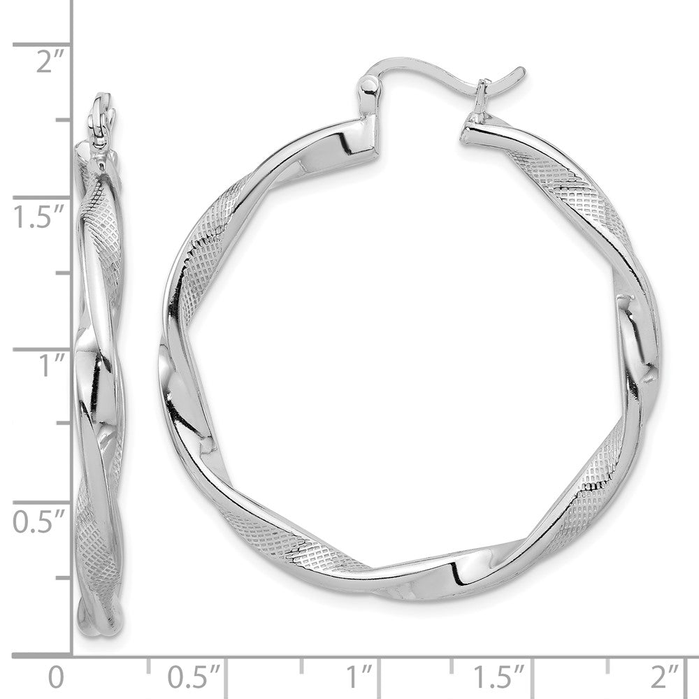 Sterlingsilber Rhodiniert Strukturiert 3.7mm Gedreht Creolen