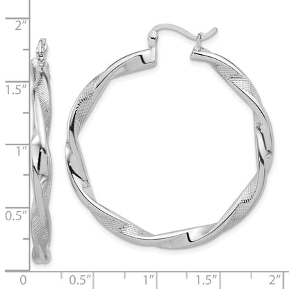 Sterlingsilber Rhodiniert Strukturiert 3.7mm Gedreht Creolen