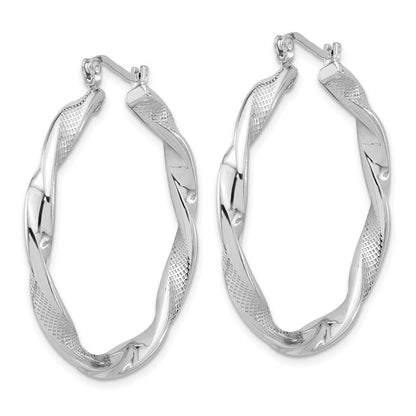 Sterlingsilber Rhodiniert Strukturiert 3.7mm Gedreht Creolen