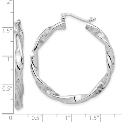 Sterlingsilber Rhodiniert Strukturiert 3.7mm Gedreht Creolen