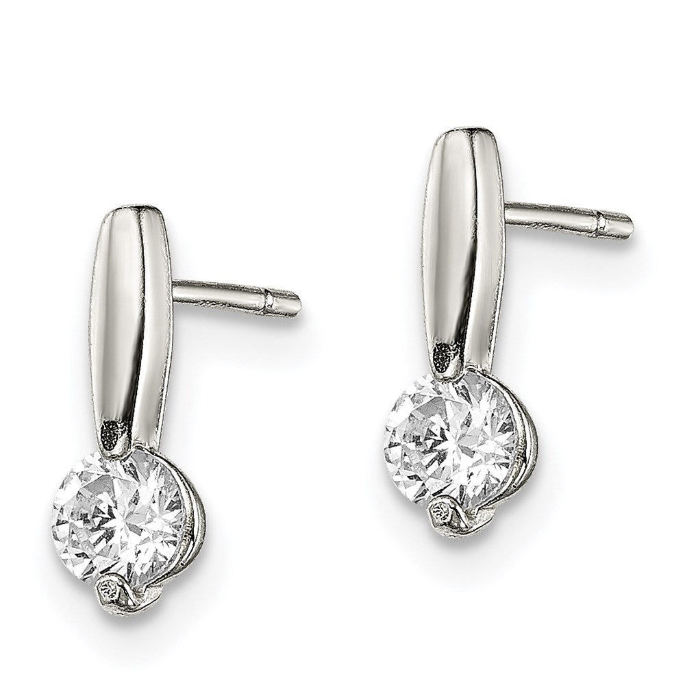 Sterlingsilber Poliert Zirkonia Tropfen Ohrstecker