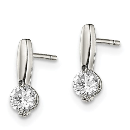 Sterlingsilber Poliert Zirkonia Tropfen Ohrstecker