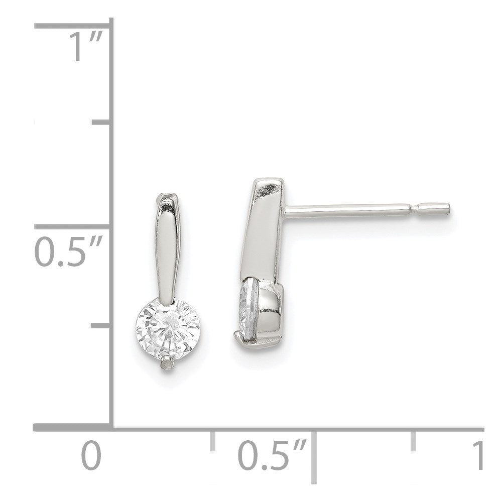 Sterlingsilber Poliert Zirkonia Tropfen Ohrstecker