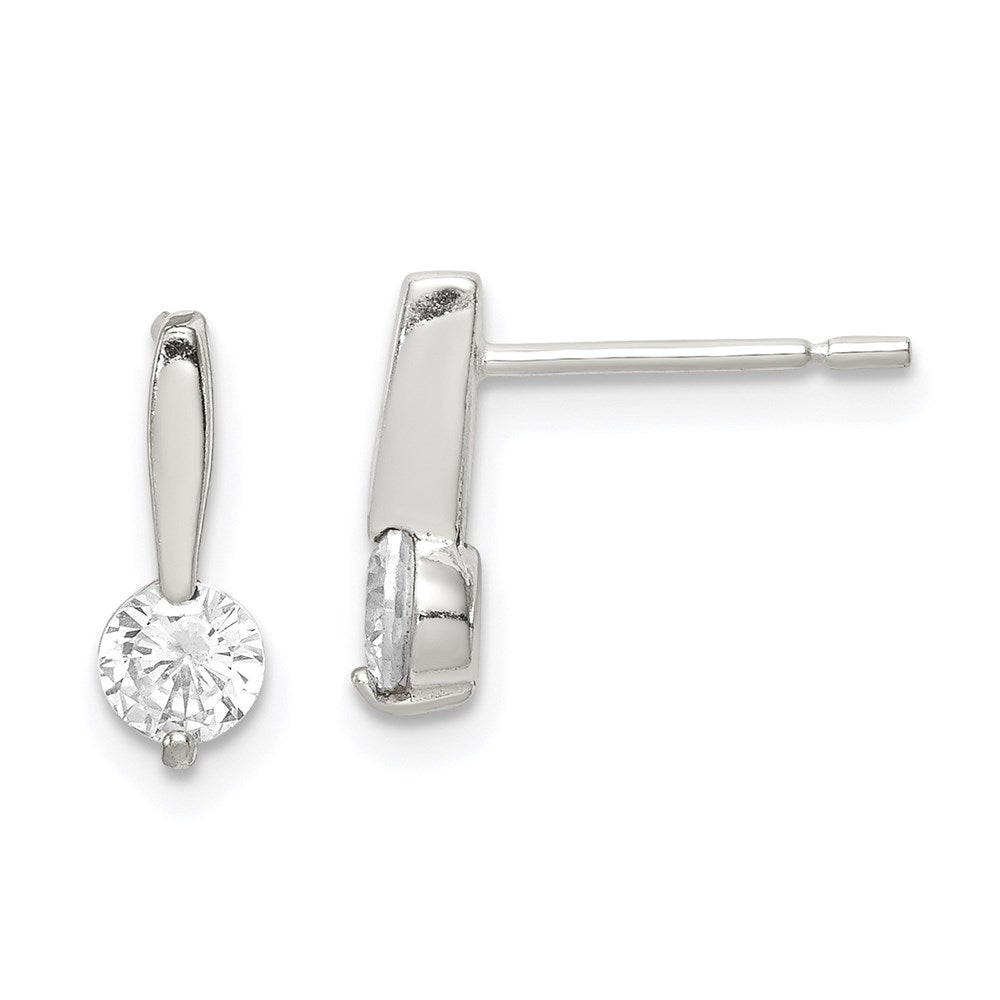 Sterlingsilber Poliert Zirkonia Tropfen Ohrstecker