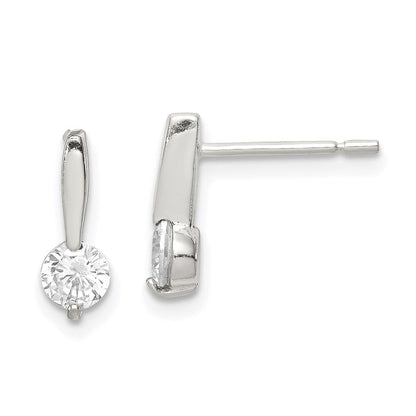 Sterlingsilber Poliert Zirkonia Tropfen Ohrstecker