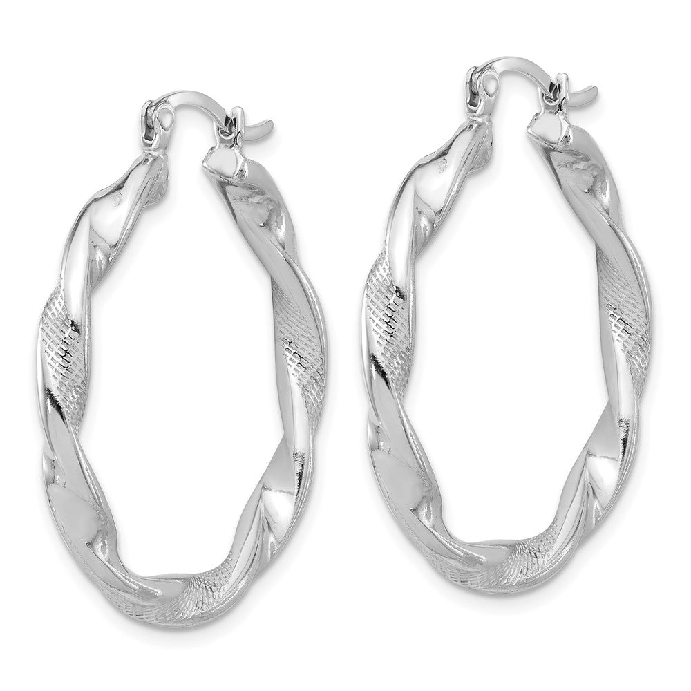 Sterlingsilber Rhodiniert Strukturiert 3.7mm Gedreht Creolen