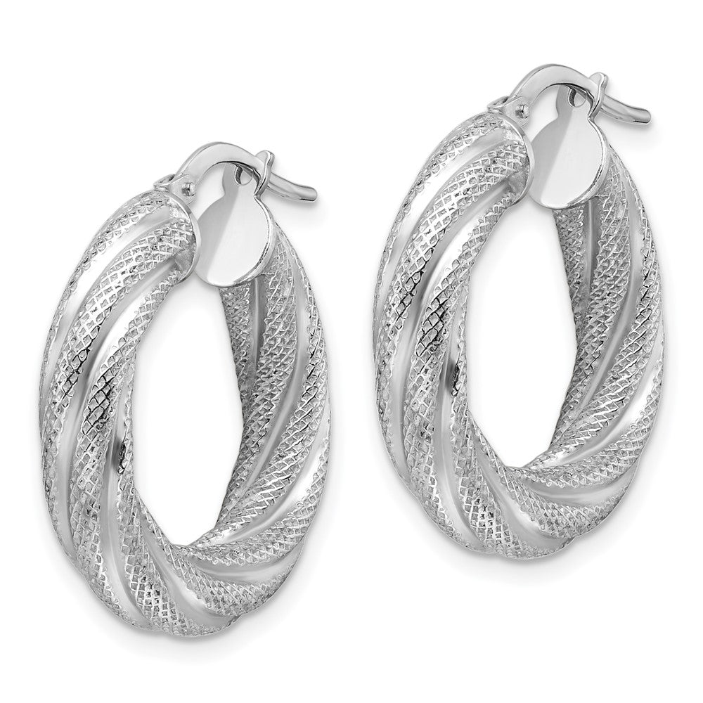 Sterlingsilber Rhodiniert 5mm Strukturiert Gedreht Creolen