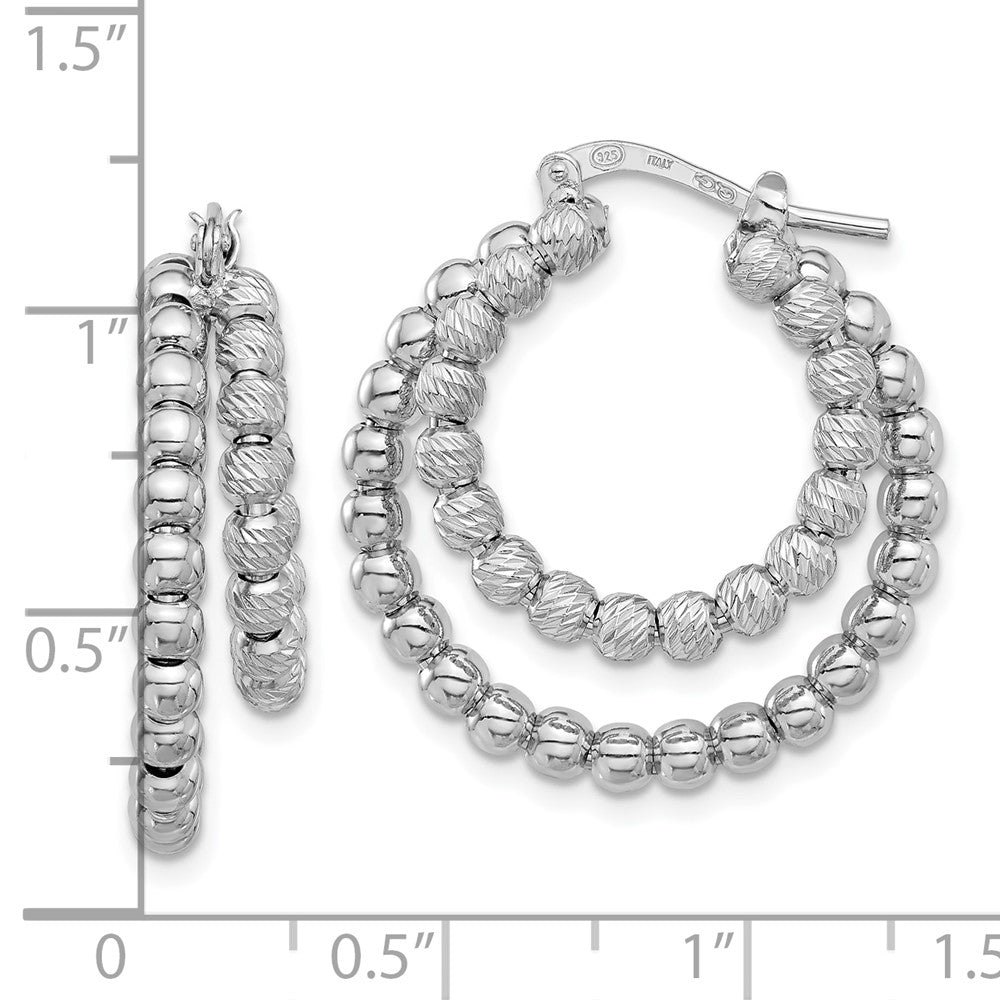 Sterlingsilber Rhodiniert Diamantiert Gekugelt Doppelt Creolen