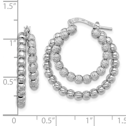 Sterlingsilber Rhodiniert Diamantiert Gekugelt Doppelt Creolen