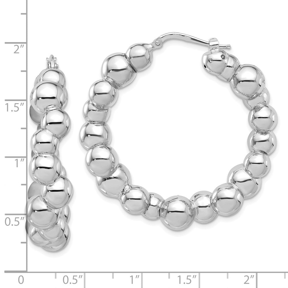 Sterlingsilber Rhodiniert Poliert Perle Creolen
