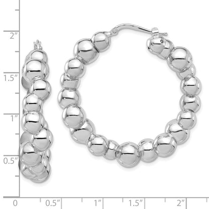 Sterlingsilber Rhodiniert Poliert Perle Creolen