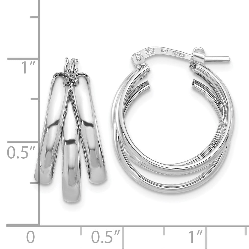 Sterlingsilber Rhodiniert Poliert Dreifach Creolen