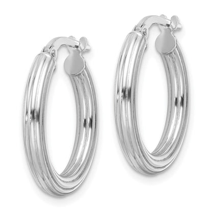 Sterlingsilber Rhodiniert Poliert Ridged 3mm Rund Creolen