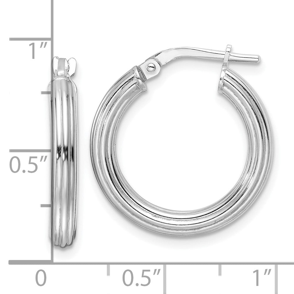 Sterlingsilber Rhodiniert Poliert Ridged 3mm Rund Creolen