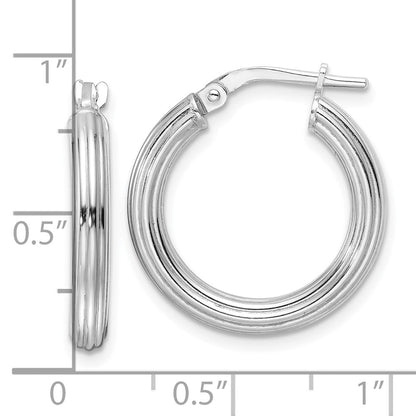 Sterlingsilber Rhodiniert Poliert Ridged 3mm Rund Creolen