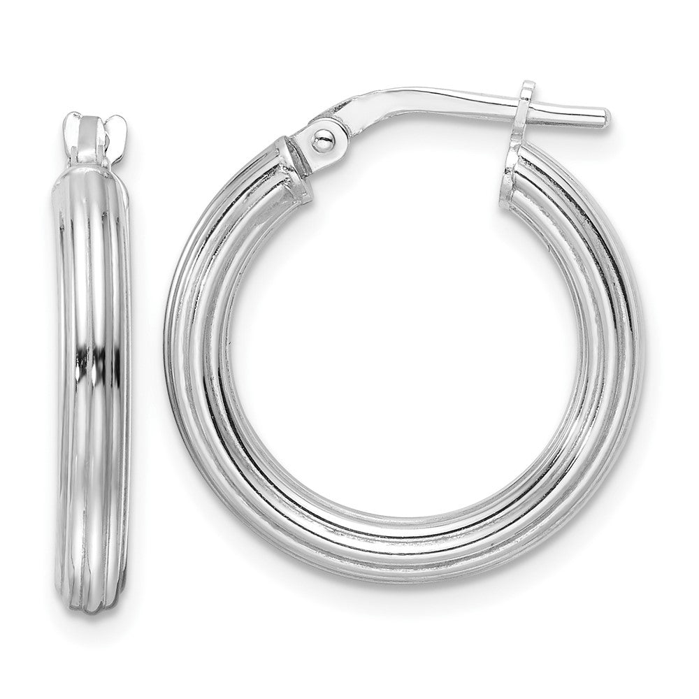 Sterlingsilber Rhodiniert Poliert Ridged 3mm Rund Creolen
