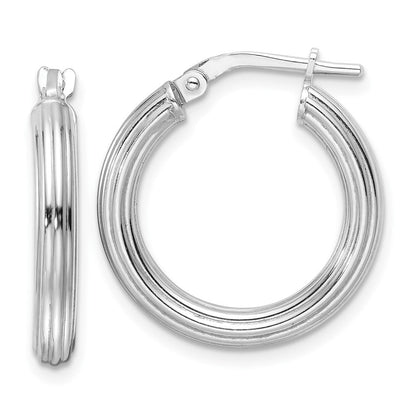 Sterlingsilber Rhodiniert Poliert Ridged 3mm Rund Creolen