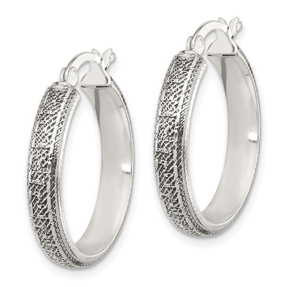 Sterlingsilber Antikisiert/textured Greek Key Lg Rund Creolen