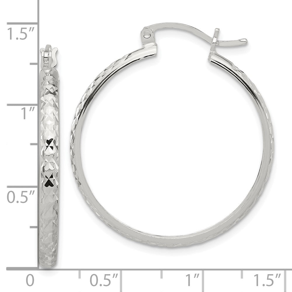 Sterlingsilber Poliert Diamantiert 3mm Rund Creolen