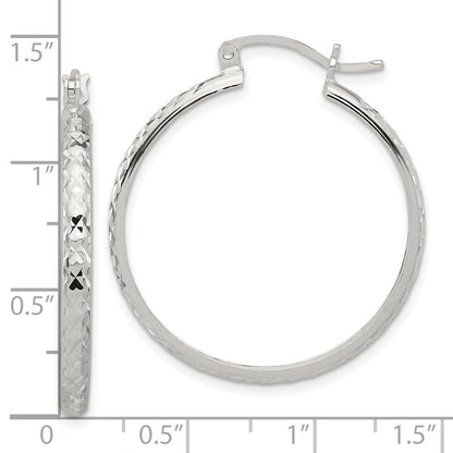 Sterlingsilber Poliert Diamantiert 3mm Rund Creolen