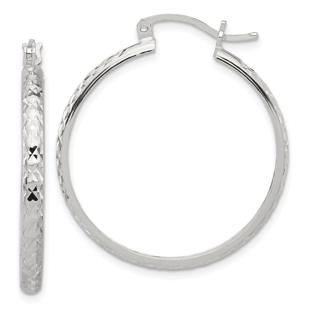 Sterlingsilber Poliert Diamantiert 3mm Rund Creolen