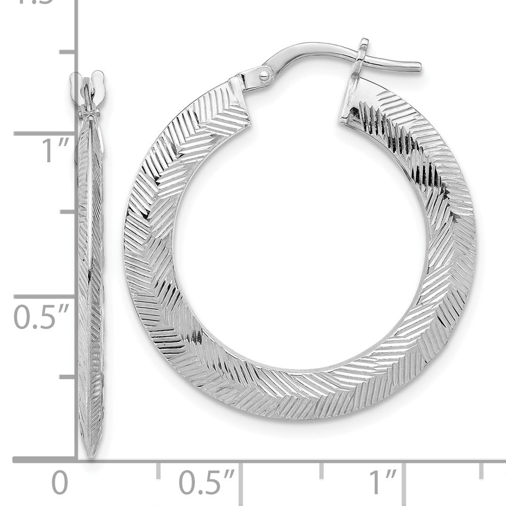 Sterlingsilber Rhodiniert Diamantiert Messer Kante Rund Creolen