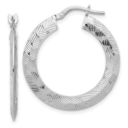 Sterlingsilber Rhodiniert Diamantiert Messer Kante Rund Creolen