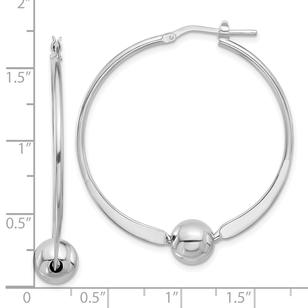 Sterlingsilber Rhodiniert Poliert Kugel Groß Rund Creolen