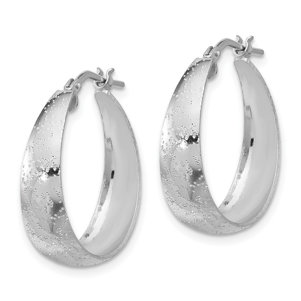 Sterlingsilber Rhodiniert Sparkle Texture Verjüngt Rund Creolen