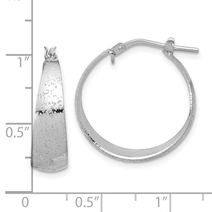 Sterlingsilber Rhodiniert Sparkle Texture Verjüngt Rund Creolen