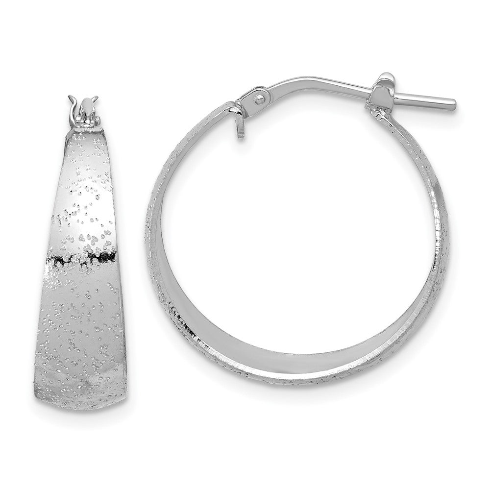 Sterlingsilber Rhodiniert Sparkle Texture Verjüngt Rund Creolen