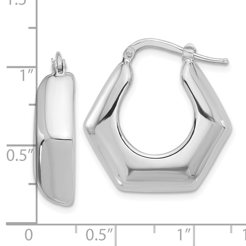 Sterlingsilber Rhodiniert Poliert Hexagon Creolen