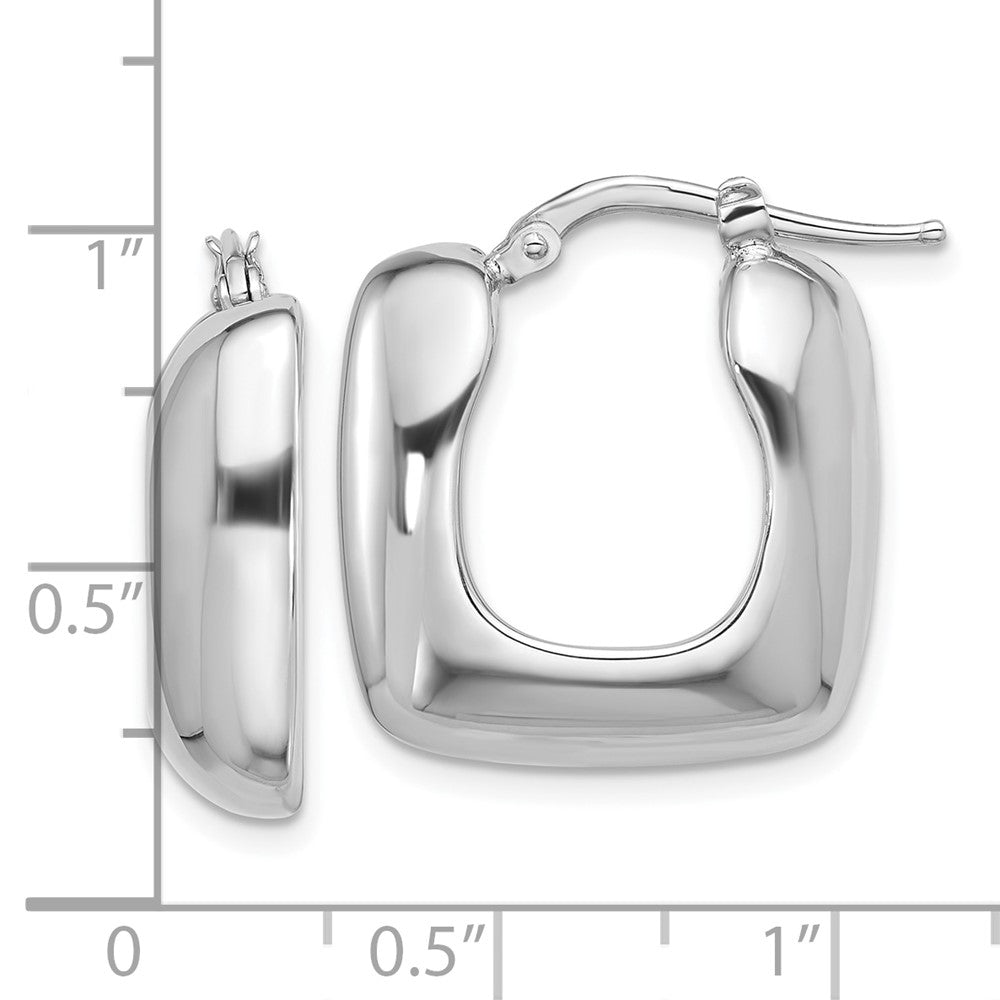 Sterlingsilber Rhodiniert Poliert Quadratisch Creolen