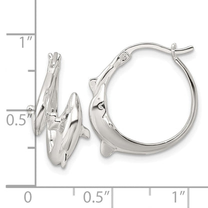 Sterlingsilber Poliert Dolphins Rund Creolen