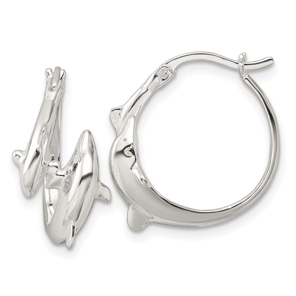 Sterlingsilber Poliert Dolphins Rund Creolen