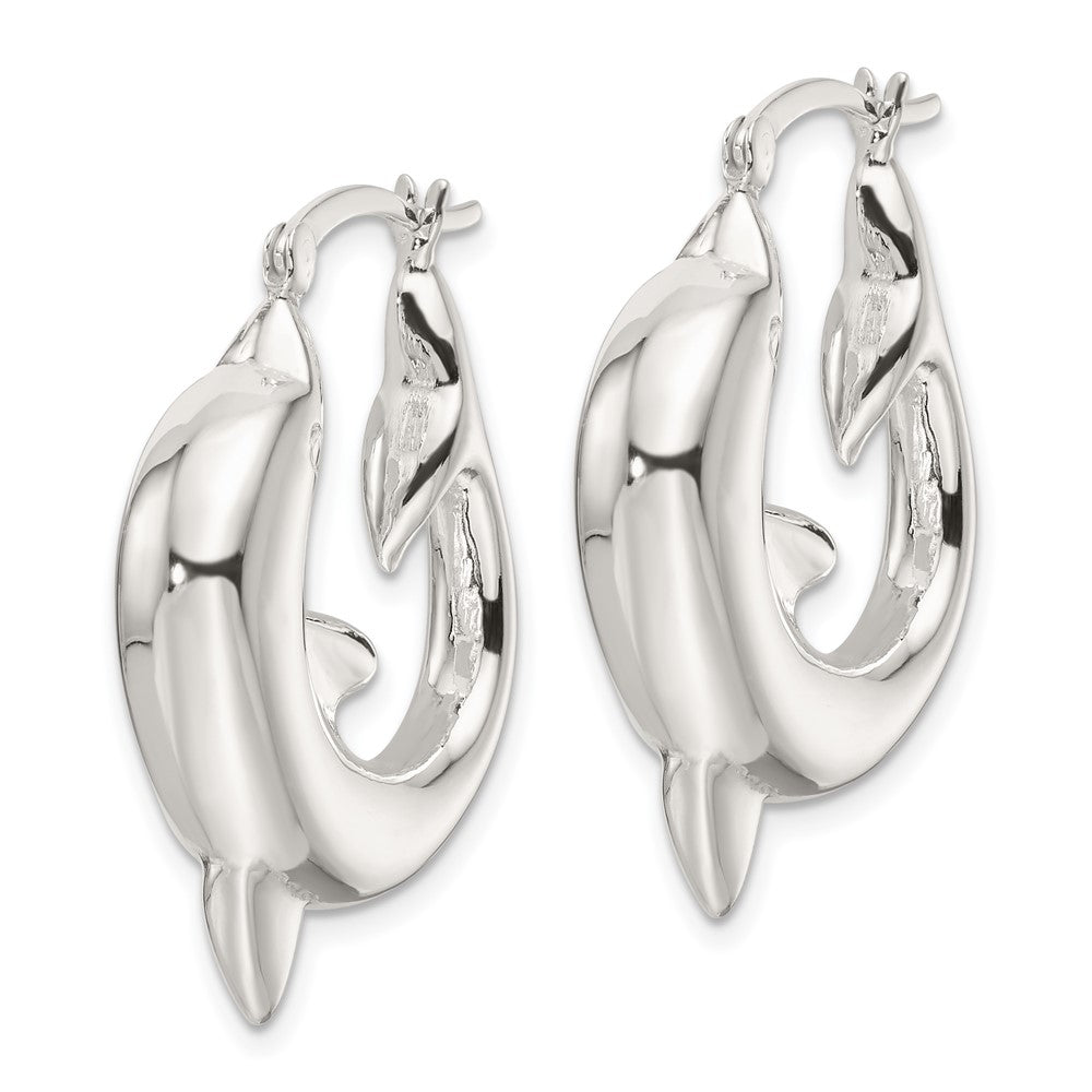 Sterlingsilber Poliert Delfin Rund Creolen