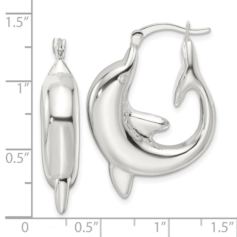 Sterlingsilber Poliert Delfin Rund Creolen
