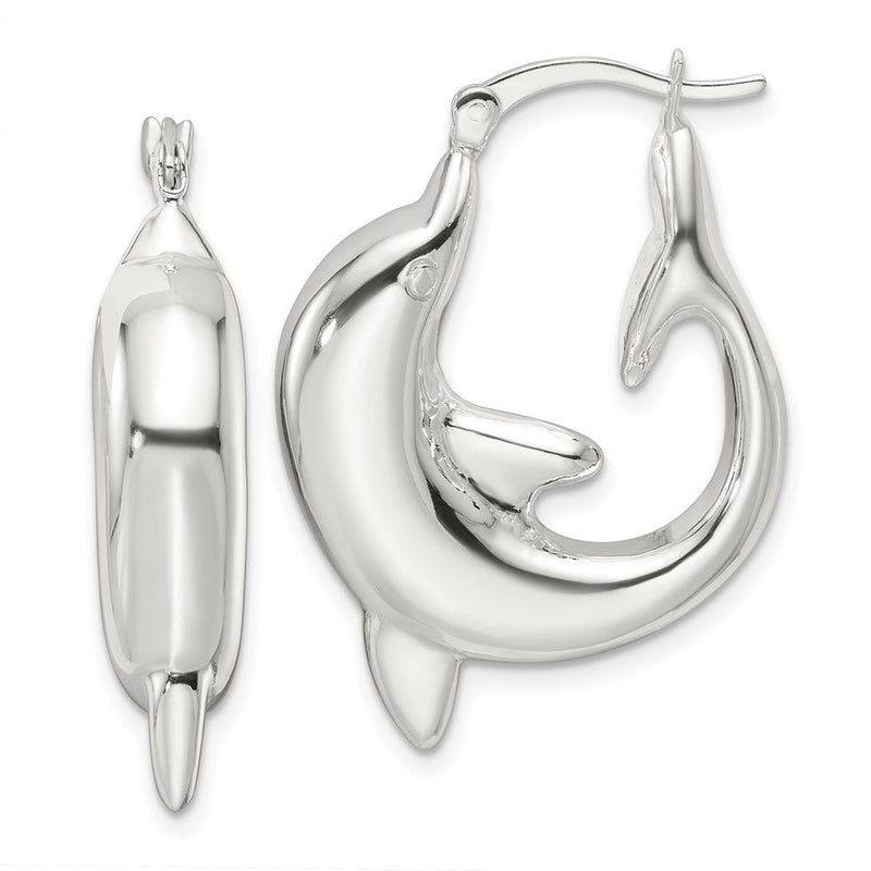 Sterlingsilber Poliert Delfin Rund Creolen