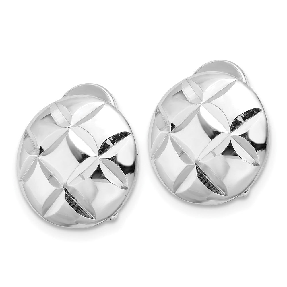Sterlingsilber Rhodiniert Diamantiert Kreis Non-pierced Ohrringe