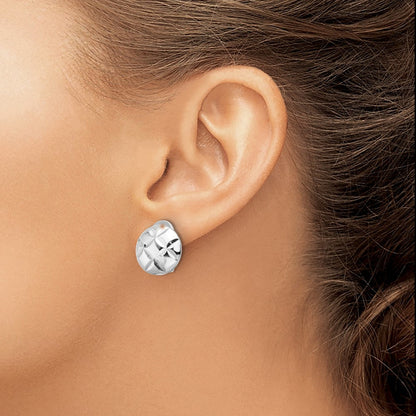 Sterlingsilber Rhodiniert Diamantiert Kreis Non-pierced Ohrringe