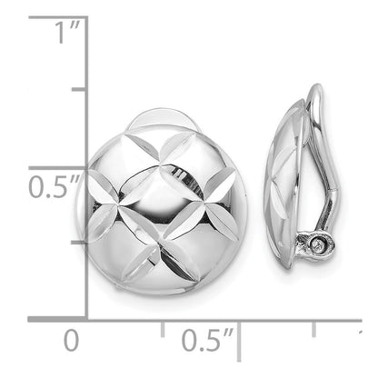 Sterlingsilber Rhodiniert Diamantiert Kreis Non-pierced Ohrringe