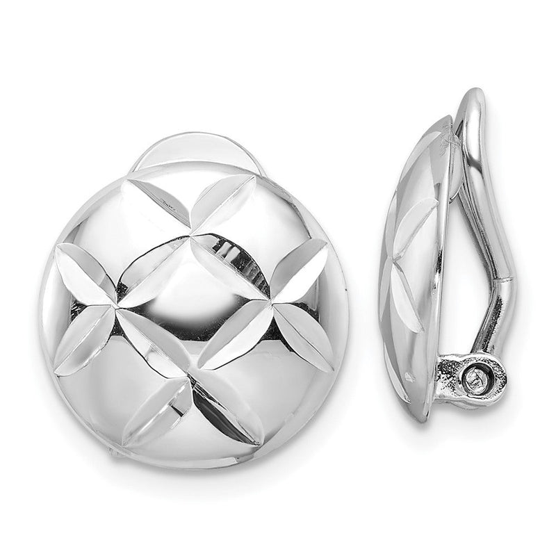 Sterlingsilber Rhodiniert Diamantiert Kreis Non-pierced Ohrringe