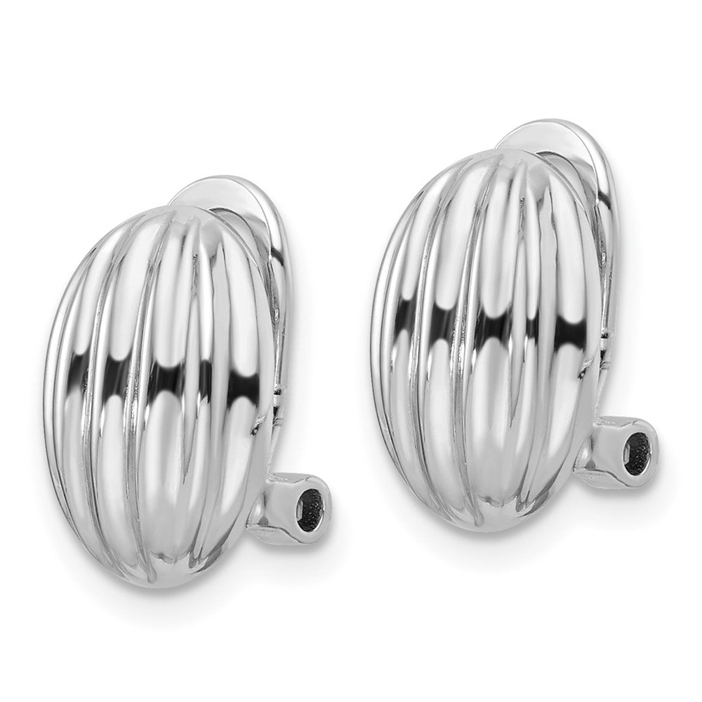 Sterlingsilber Rhodiniert Striped Oval Non-pierced Ohrringe