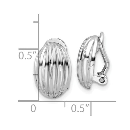 Sterlingsilber Rhodiniert Striped Oval Non-pierced Ohrringe
