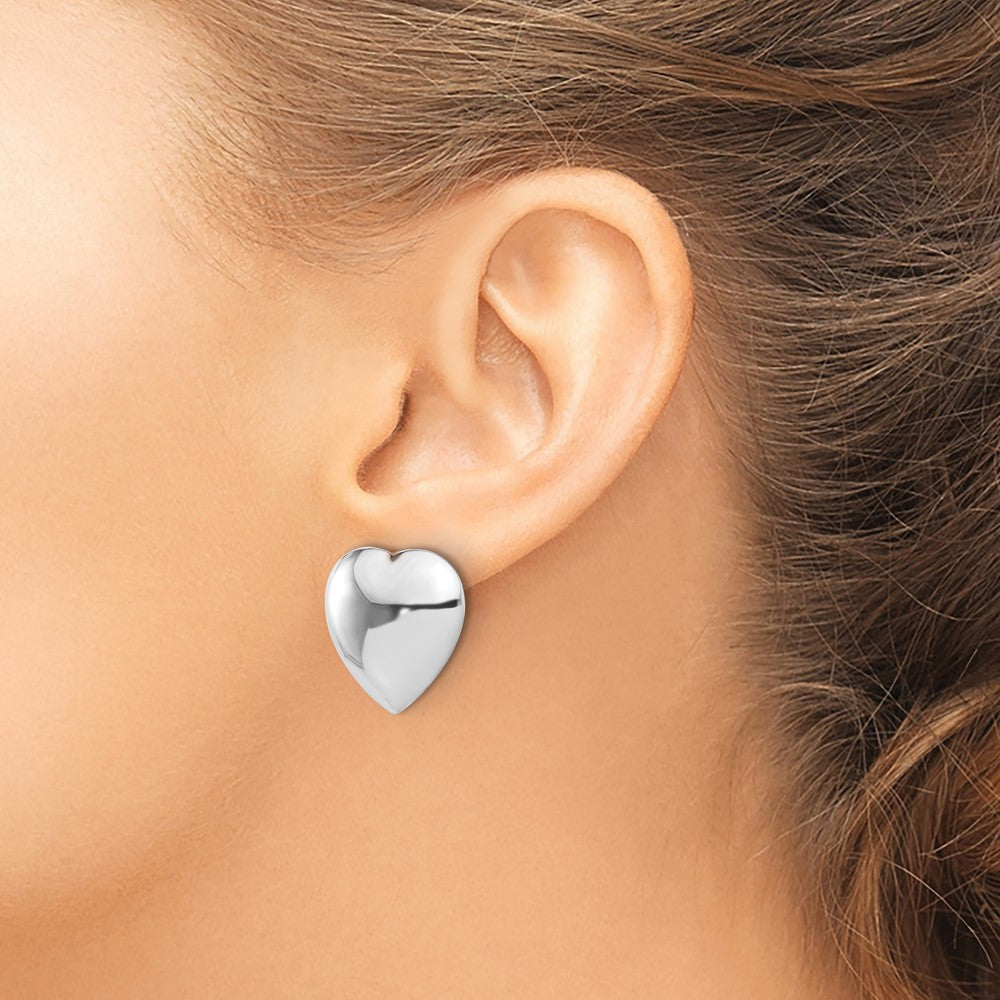 Sterlingsilber Rhodiniert Poliert Herz Klammer Non-pierced Ohrringe