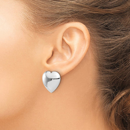 Sterlingsilber Rhodiniert Poliert Herz Klammer Non-pierced Ohrringe