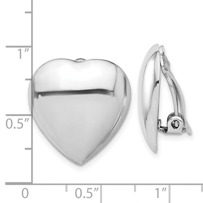 Sterlingsilber Rhodiniert Poliert Herz Klammer Non-pierced Ohrringe