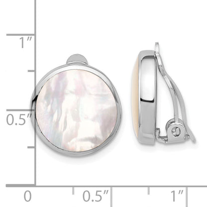 Sterlingsilber Rhodiniert Perlmutt Rund Non-pierced Ohrringe